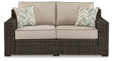 Coastline Bay - Loveseat With Cushion - Brown