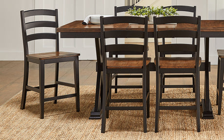 Stormy Ridge Ladderback Counter Stool With Wood Seat