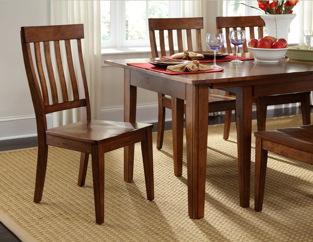 Toluca Dining Slatback Side Chair With Wood Seat