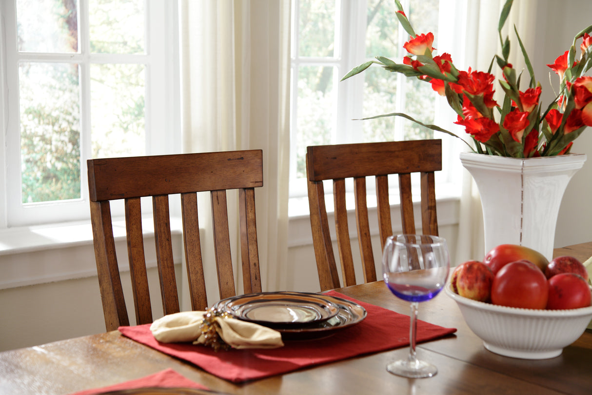 Toluca Dining Slatback Side Chair With Wood Seat