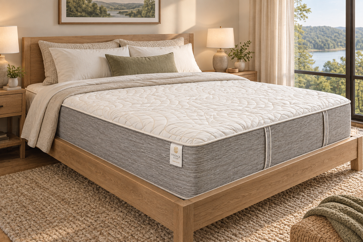 Vintage Sleep Henning mattress – in an Ozarks-inspired bedroom