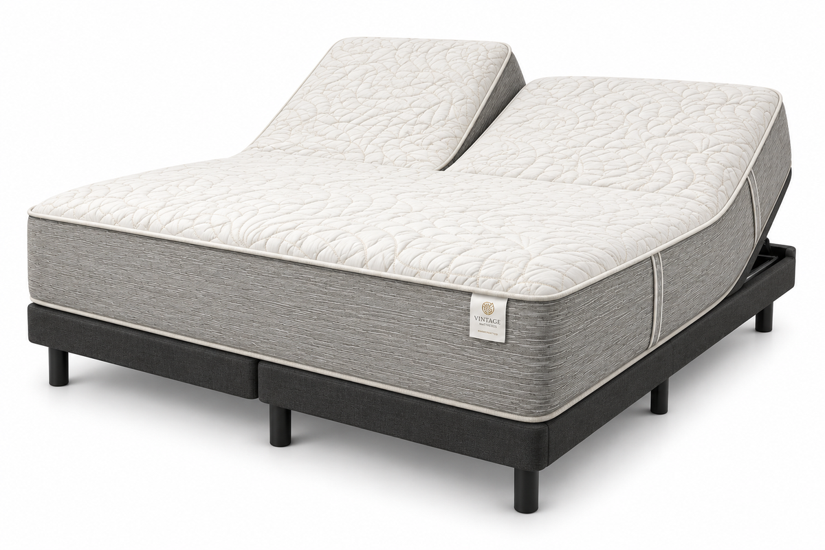 Vintage Sleep Shepherd mattress – Split Top King on an adjustable base