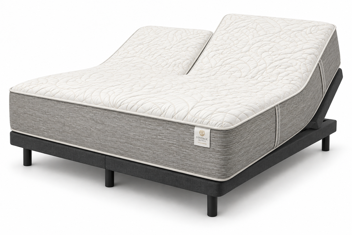 Vintage Sleep Shepherd mattress – Split Top Queen on an adjustable base