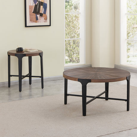 Chevron - Round End Table - Brown