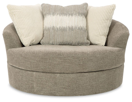 Creswell - Oversized Swivel Accent Chair - Stone