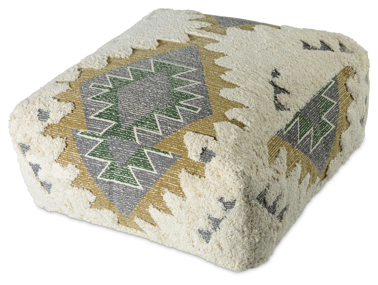 Lyssa - Jacquard Fabric Printed Pouf - Beige