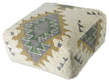 Lyssa - Jacquard Fabric Printed Pouf - Beige