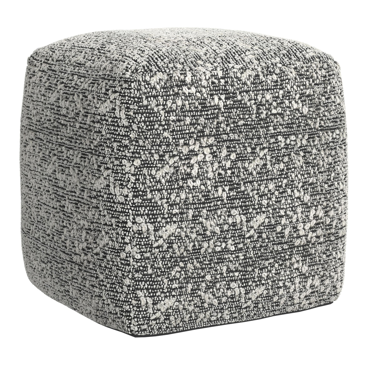 Nahara - Boucle Woven Square Pouf - Black