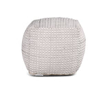 Hakim - Square Handwoven Woolen Pouf - White