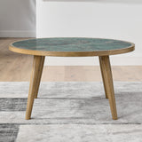 Novato - Cocktail Table With Sintered Stone Inlay Top - Green / Light Brown