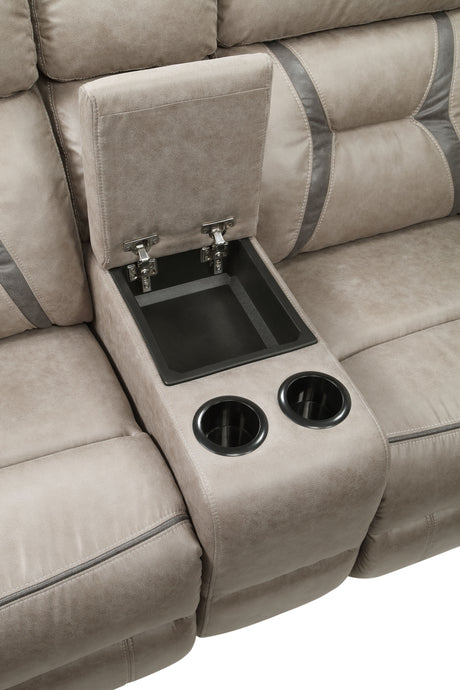 Tyson - Reclining Glider Console - Pearl Silver