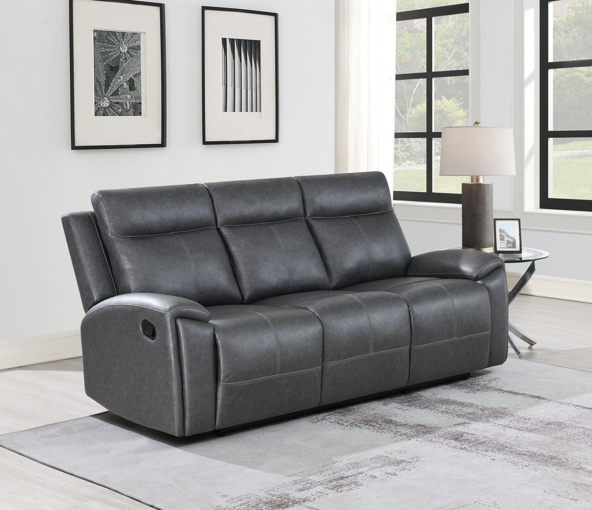 Gaston - Manual Reclining Sofa - Gray