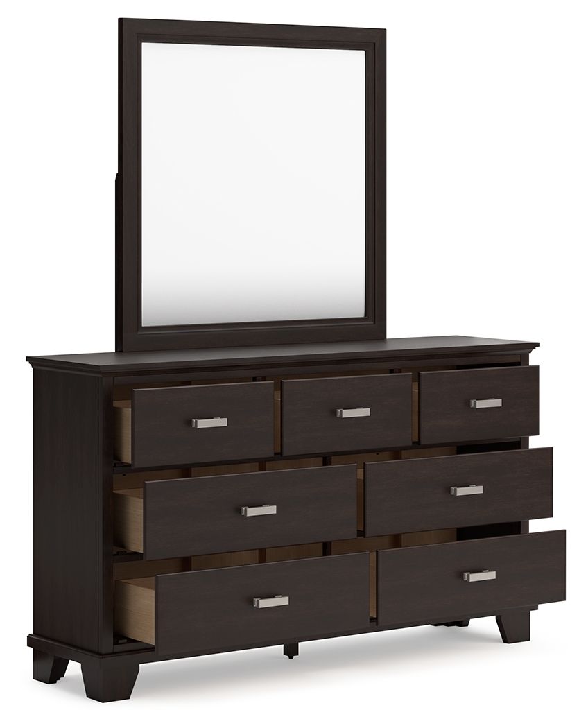 Covetown - Dark Brown - Dresser And Mirror