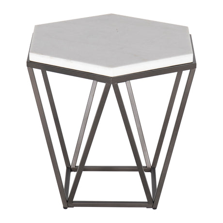 Corvus - 3 Piece Table Set - White Marble Hexagon