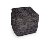 Omari - Square Handwoven Woolen Pouf - Black