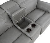 Alpine - Leather Dual Power Console Loveseat - Dark Gray