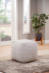 Hakim - Square Handwoven Woolen Pouf - White