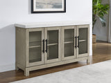 Csrena - Lighted White Marble Sideboard - Brown