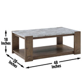 Libby - Sintered Stone Coffee Table With Casters - Brown