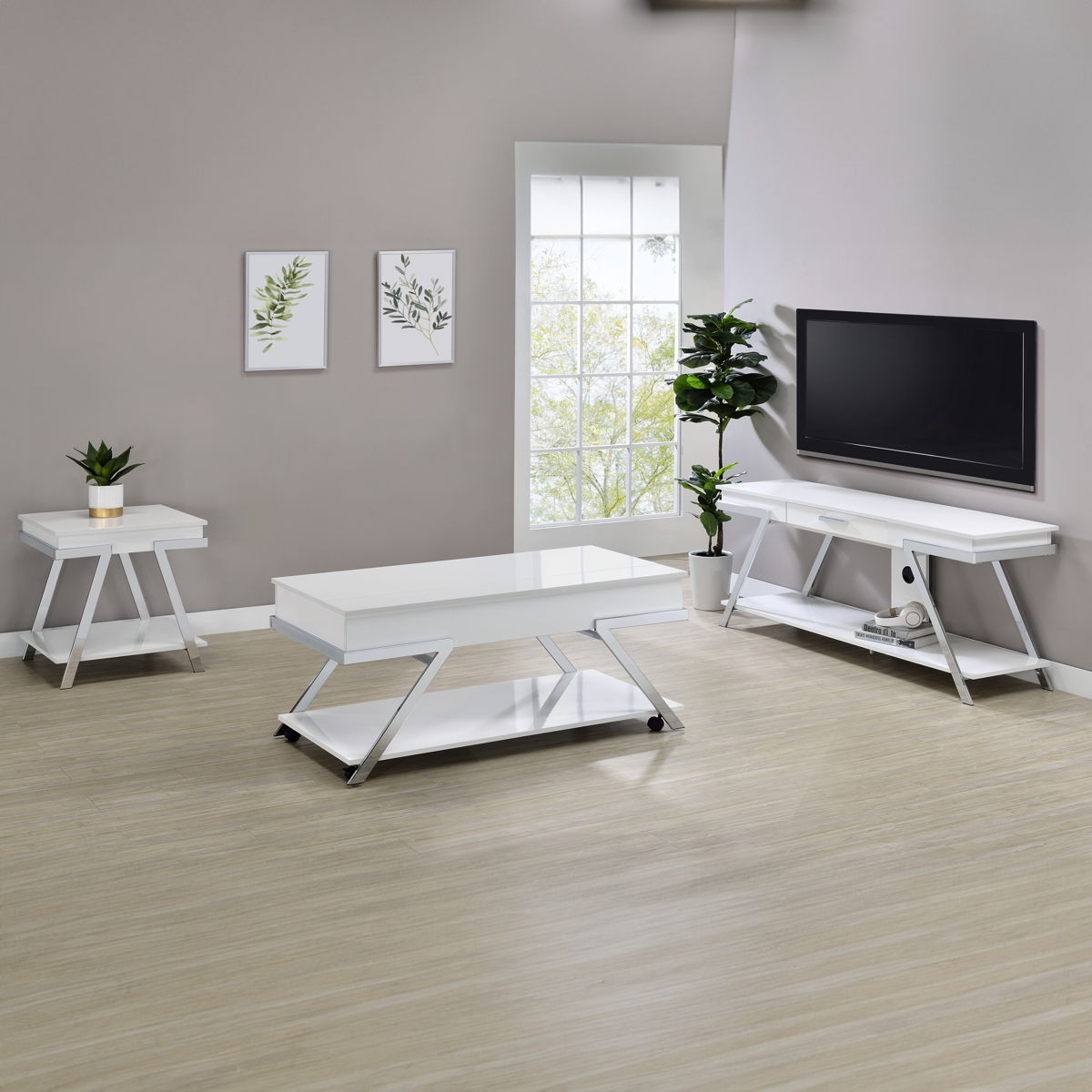 Zena - TV Stand With Drawer - White