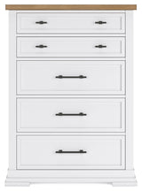 Ashbryn - White / Natural - Five Drawer Chest