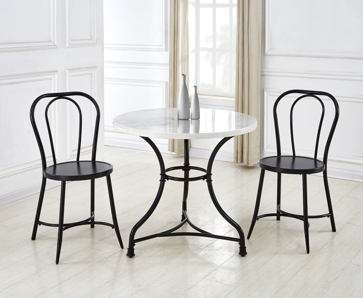 Claire - White Marble Top Round - White