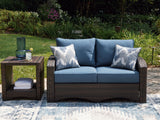 Windglow - Blue / Brown - Loveseat With Cushion