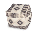 Dalia - Square Handwoven Woolen Pouf - Beige