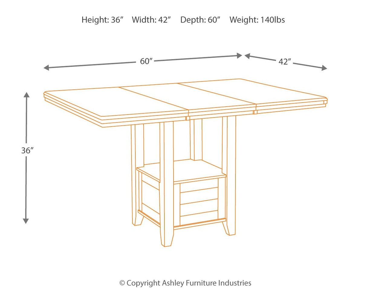 Haddigan - Dark Brown - Rectangular Dining Room Counter Extension Table