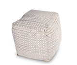 Hakim - Square Handwoven Woolen Pouf - White