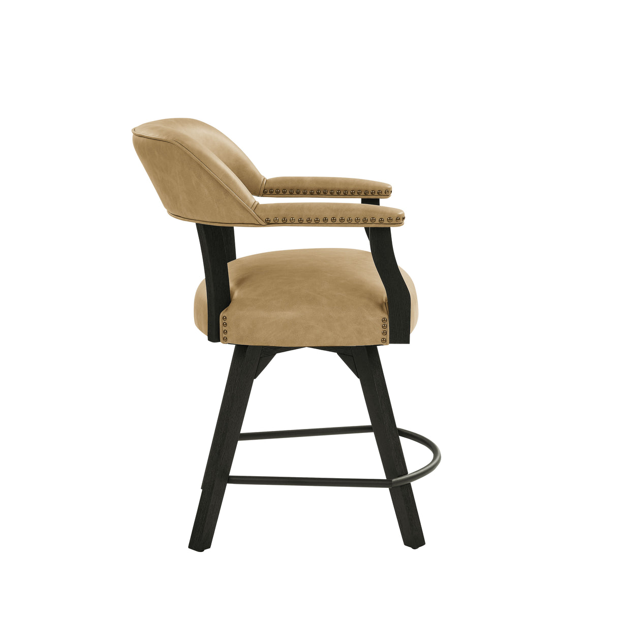 Rylie - Counter Captains Chair Vegan Leather - Black / Sand