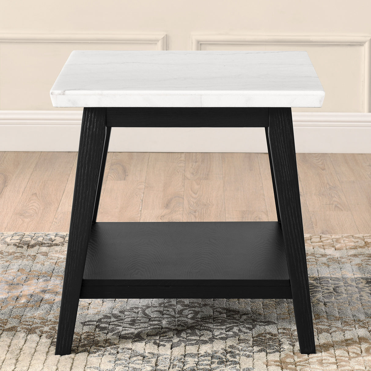 Vida - Marble End Table - Black / White