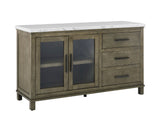 Grayson - White Marble Top Server - Dark Brown