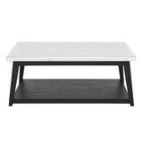 Vida - Marble Cocktail Table With Casters - Black / White