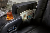 Caveman Den - Midnight - Power Reclining Loveseat With Console/ Adj Hdrst