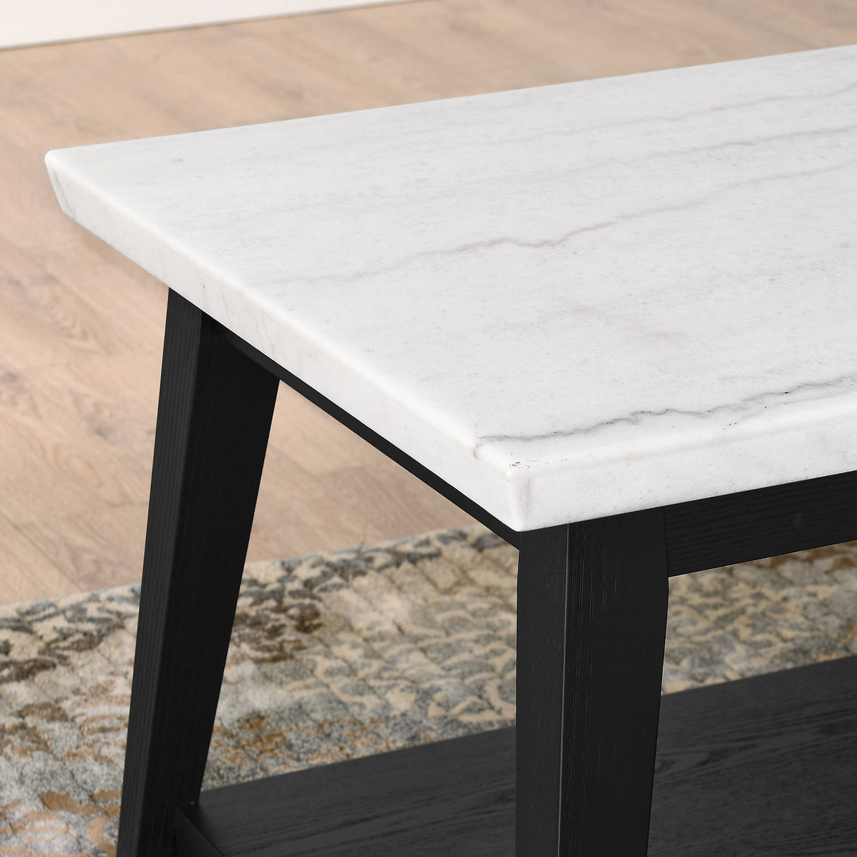 Vida - Marble Cocktail Table With Casters - Black / White