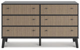 Charlang - Black / Gray - Six Drawer Dresser