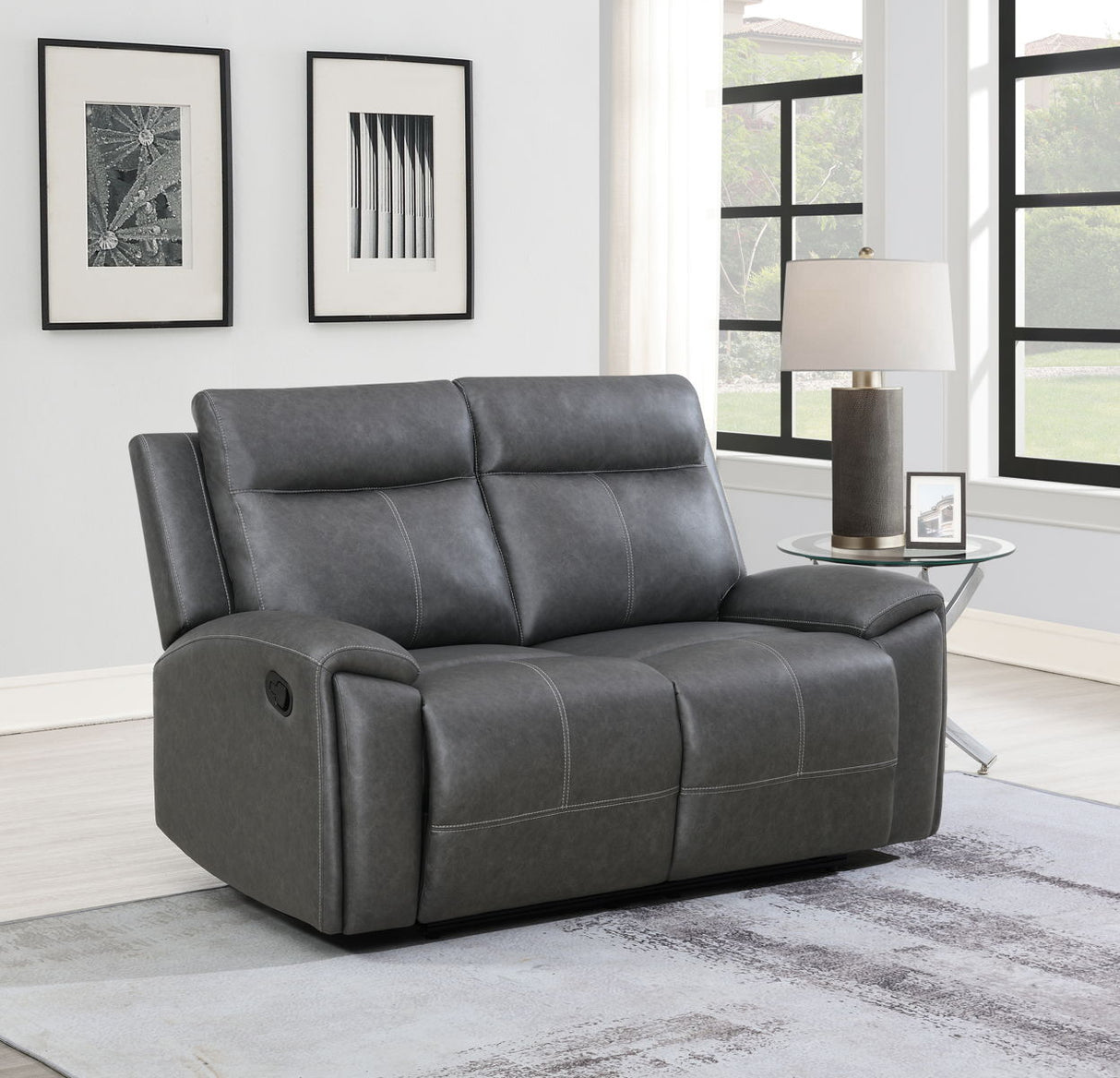 Gaston - Manual Reclining Loveseat - Gray