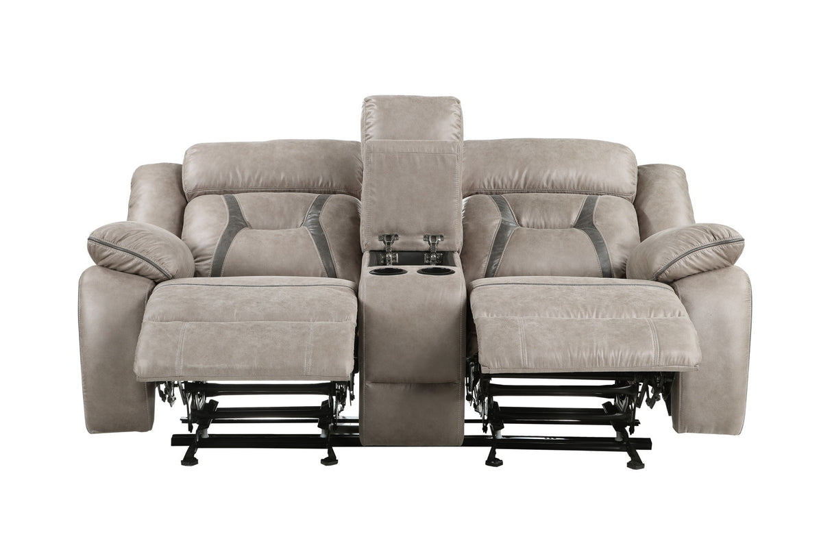 Tyson - Reclining Glider Console - Pearl Silver