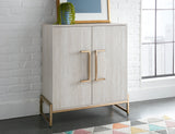 Larkin - Faux Marble Wine Cabinet - Pearl Silver